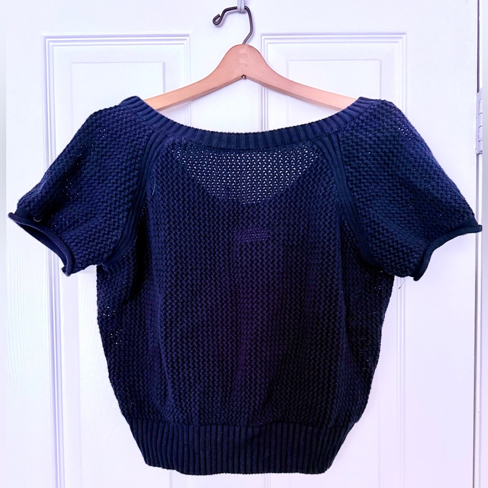 Frame Navy Knit Blouse